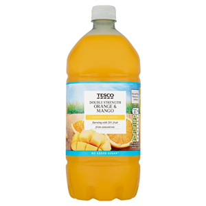 Tesco Double Strength Orange & Mango Squash, No Added Sugar 1.5L