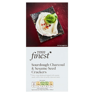 Tesco Finest Sourdough Charcoal & Sesame Crackers 130G
