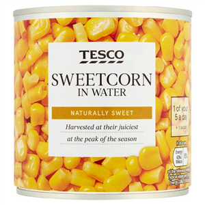 Tesco Naturally Sweet Sweetcorn 325G