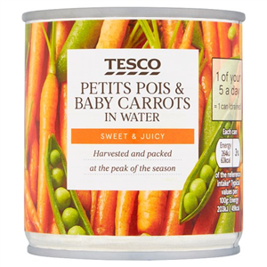 Tesco Petits Pois & Baby Carrot Water 200G