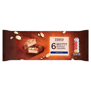 Tesco Nutty Nougat Caramel Bars 6 X 40g