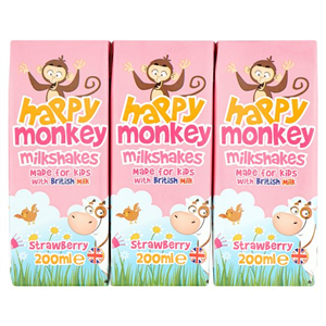 Happy Monkey Strawberry Milk 3 X200ml