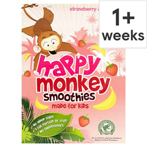 Happy Monkey Strawberry & Banana Smoothie 4 X 180 Ml
