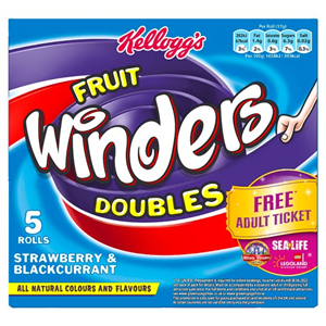 Kellog's Fruit Winders Doubles Strawberry & Blackcurrant 5X17g