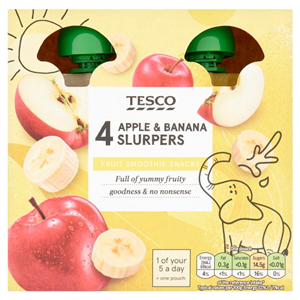 Tesco Apple & Banana Fruit Slurpers 4X90g