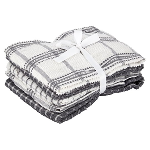 Tesco Grey Check Terry Tea Towel 5 Pack