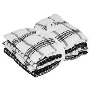 Tesco Black Check Terry Tea Towel 5 Pack