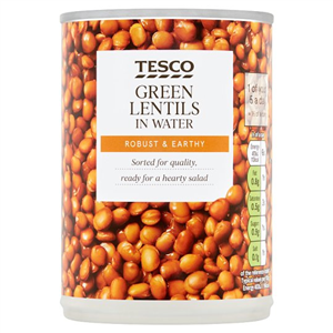Tesco Green Lentils In Water 390G