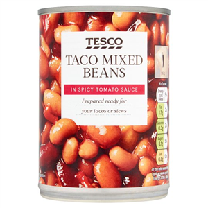 Tesco Taco Mixed Beans Spicy Tomato Sauce 395G