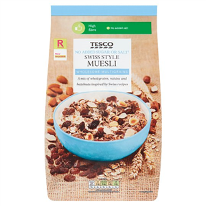 Tesco Swiss Style No Added Sugar Muesli 1Kg