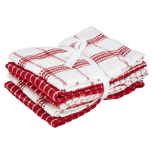 Tesco Rustic Red Check Terry Tea Towel 5 Pack