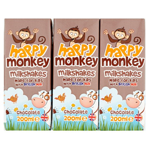 Happy Monkey Chocolate Milk 3 X200ml