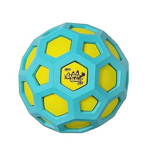 Wham-O Pets SuperBall Geo Squeak l - 4-Inch Soccer-Shaped Dog Ball with Special Squeaker, Easy Grip Grooves, and Durable BPA Free Rubber