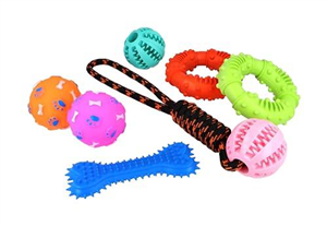 HENBRANDT Doggy Chew Toys 7-Piece Pack Puppy Chew Toy Bundle for Interactive Dog Training, Exercise, Dental Health, Stress Relief and Oral Stimulation Chew Fetch Catch Throw Dog Toys and Accessories