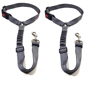 GoBuyer Dog Car Headrest Seat Belt 2 Pack for Pet Dogs Safety Harness Travel Accessories in UK, with Adjustable Heavy Duty Nylon and Anti Shock Elastic Bungee Buffer (Grey)