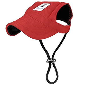 Pawaboo Dog Baseball Cap, Adjustable Dog Outdoor Sport Sun Protection Baseball Hat Cap Visor Sunbonnet Outfit with Ear Holes for Puppy Small Dogs, Small, Red