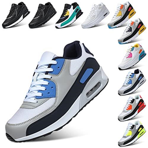 Padgene Men Women Running Shoes Sports Trainers Breathable Lightweight Sneakers Air Cushion Low Top Footwear Waking Fitness Lace up Shoes for Walking Gym Jogging Fitness Athletic Casual Navy Blue