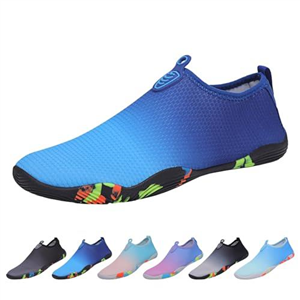 EDOTON Water Shoes Mens Womens Aqua Beach Shoes Lightweight Barefoot Shoes Quick Dry Swim Shoes for Sport Swimming Pool Yoga Running Diving Boating Surf (6 UK,Gradient Royal Blue)