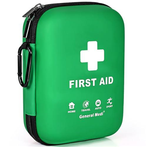 General Medi First Aid Kit - 170 Pieces Hard Case and Lightweight - includes 2 x Eyewash,Instant Cold Pack,Emergency Blanket for Travel, Home, Office, Vehicle, Camping, Workplace & Outdoor (Green)