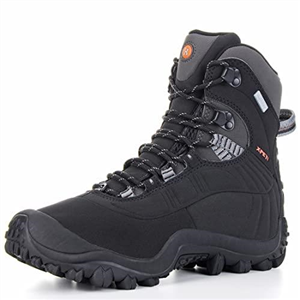 XPETI Mens Walking Boots Hiking Boots Men Waterproof Lightweight Dog Trekking Shoes High Rise Hill Summer Winter Black Size 8 UK