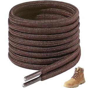 7STROBBS 2 PAIRS Strong Work Boot Laces, Heavy Duty Round Shoelaces for Walking Boots, Trainers Shoes, Hiking Boots, Safety Boots, Thick Shoe Lace Brown 150CM