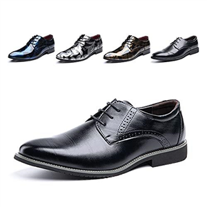 Derby Shoes for Men Business Oxford Shoes Brogue Patent Leather Mens Dress Shoes Lace-Ups Monk Formal Slip-On 3 Black UK 9