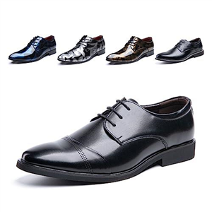 Oxford Shoes for Men Derby Shoes Mens Formal Dress Business Lace Ups Shoes Patent Leather Breathable Classic Slip On Brogues Black 2 Size 8.5