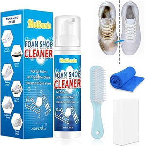 Shoe Cleaner, 200ml White Trainer Cleaner, Shoe Cleaning Kit with Brush, Sneaker Cleaner for Removing Stains and Dirt, Trainer Cleaning Kit for White Shoes, Leather, Knit, Boots, Canvas, Suede Cleaner