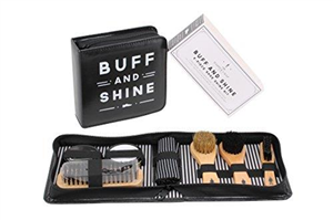 CGB Giftware The Dapper Chap 'Buff & Shine' Shoe Cleaning Kit | Includes: 3 Assorted Brushes | Black and Neutral Shoe Polish | ART372