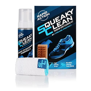 Squeaky Clean Trainer & Sneaker Cleaning Kit - 200ml Foam Cleaner for White Shoes, Suede, Nubuck, Leather & Crep - Dirt & Stain Remover with Brush & Cloth - Keep Your Sneakers & Boots Looking New