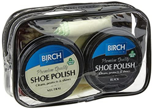 Charles Birch Shoe Care Cleaning Kit, Travel Size Leather Care, 8 Pieces inc 2x Shoe Polishes, 2x Shoe Brushes, 2x Cloths, 1x Shoe Lift, 1x Clear Case