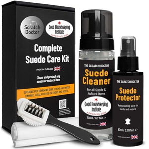 Scratch Doctor Suede & Nubuck Complete Care Kit Cleaner Foam Protector Spray Professional Wire Brush Included for use on Shoes Boots Bags Jackets