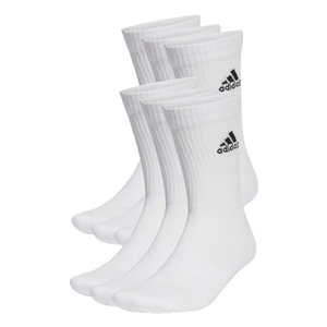 adidas Unisex Cushioned Sportswear Crew Socks 6 Pairs, White / Black, 6.5-8