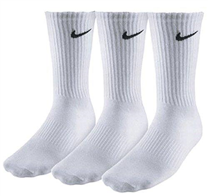 Mens NIKE 3 pair pack white cotton cushioned sport socks, Shoe 8-11, White