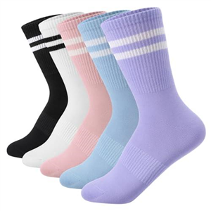 Radsocken Women Socks, Cotton Ladies Socks Soft Anti Bacterial Breathable Cotton Socks, Moisture Wicking Striped Women Mid-Calf Socks for Sports Workouts Daily Wear