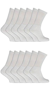 New Mens 12 Pairs COTTON RICH Plain White Sport Socks UK 6-11 EUR 39-45