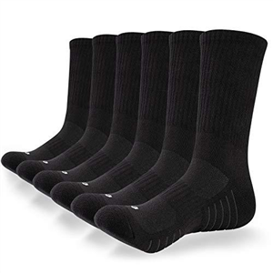 coskefy Cotton Sports Socks Cushioned Running Socks Trainer Socks for Men Women Walking Hiking Trekking Socks, 6 Pairs x black (B), 6/8 UK