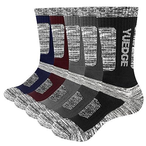 YUEDGE Men's 5 Pairs Wicking Breathable Cushion Comfortable Casual Crew Socks Multi Performance Walking Athletic Socks 6-10 (MXL)