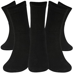 Kensington Men Sport Socks Size 6-11 Black 10 pairs Thick Cotton Cushion Crew Compression Ankle Large Pack For Under Trainer Blister Armour