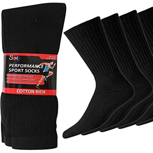 20 Pairs Mens Cotton Rich Sport Socks Work Socks Shoe Size 6-11 (Black)