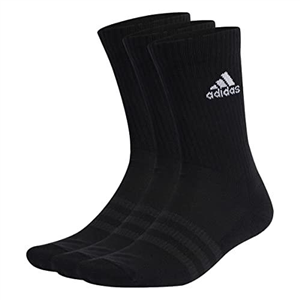 adidas Unisex Cushioned Crew Socks 3 Pairs, Black / White, 8.5-10