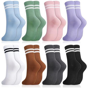 Zuimei 8 Pairs Ladies Socks, Colorful Sports Gym Leisure Crop Socks Casual Socks Ankle Cotton Liners Socks Athletic Socks Multipack, Size 6-11