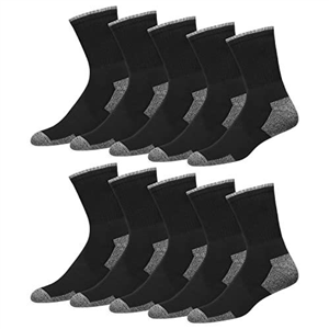 SOXCO 10 Pairs Socks Mens 9-12 Crew Work Sports Socks Women, Pack of 10 (9-11, Black)