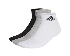 adidas Unisex Cushioned Sportswear 3 Pairs Ankle Socks, Medium Grey Heather/White/Black, L