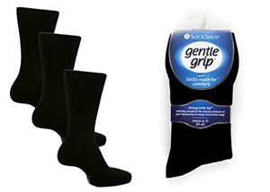 6 Pairs mens gentle grip no elastic socks 6-11 uk, 39-45 eur Assorted colours (RG51)