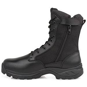 LUDEY Men's Breathable Military Boots Commando Outdoor Desert Tactical Boots Combat Boots Army Patrol Boots Security Police Shoes Leather with Zipper IDS 928 Black 11 UK