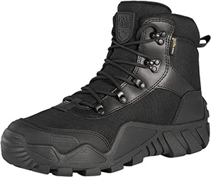 FREE SOLDIER Mens Military Boots mid-top Combat Tactical Boots Lace Up All Terrain Shoes for Hiking, Hunting, Working, Walking, Climbing(Black,43EU)