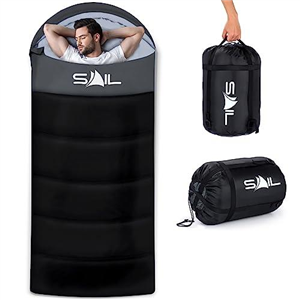 SAIL XL Sleeping Bag Extra Wide for Big & Tall Person 3-4 Season 1.6KG 250GSM Lightweight,Waterproof Indoor & Outdoor Use for Adults for Hiking, Backpacking and Camping - Black