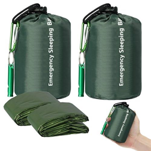 EEEKit Survival Bivy Bags, 2 Pack Waterproof Mylar Emergency Sleeping Blankets with Whistle Gear for Camping Hiking