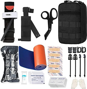 Emergency Survival Kits, Tactical Military Trauma First Aid Kit, Molle EMT IFAK Pouch Outdoor Gear Tourniquet Bandage Bleeding Control Kit for Camping Hiking Hunting Travel Car Adventures (Black)